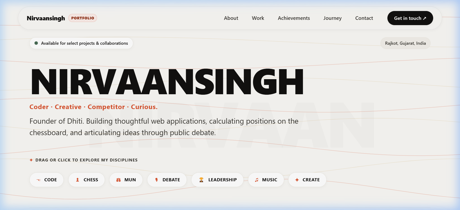 Nirvaansingh | Personal Portfolio & Identity live screenshot