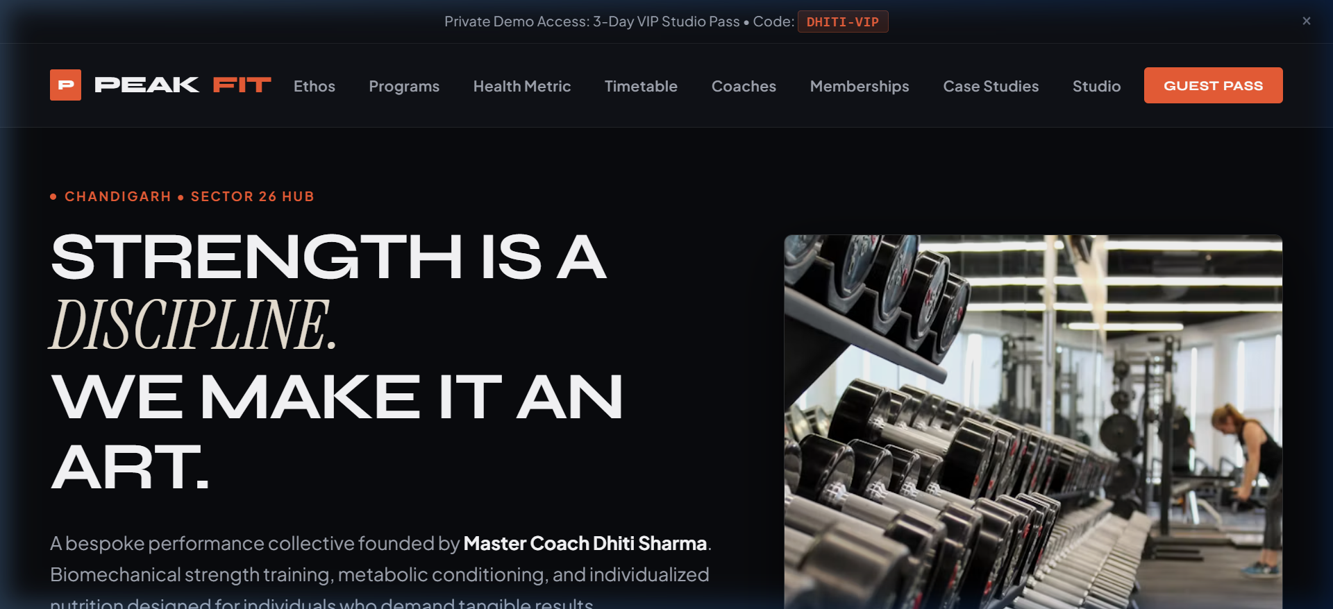 PeakFit Studio | High Performance & Strength Collective live screenshot